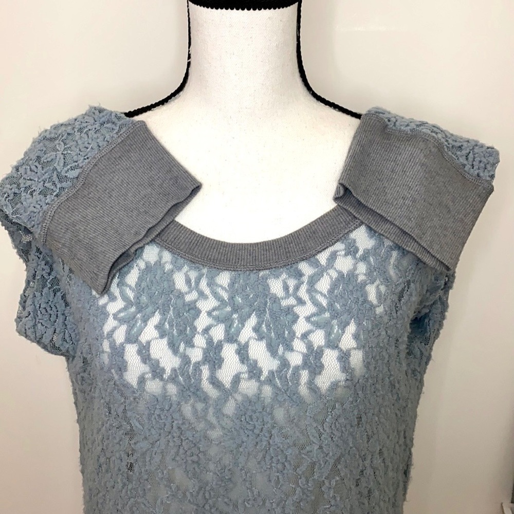 Anthropologie Eloise Brushed Lace Pullover Top L - Picture 8 of 15